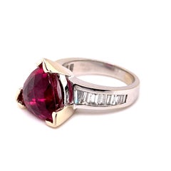 6.56 Carat Rubellite Tourmaline and 1.31 Carat Diamond Gold Ring