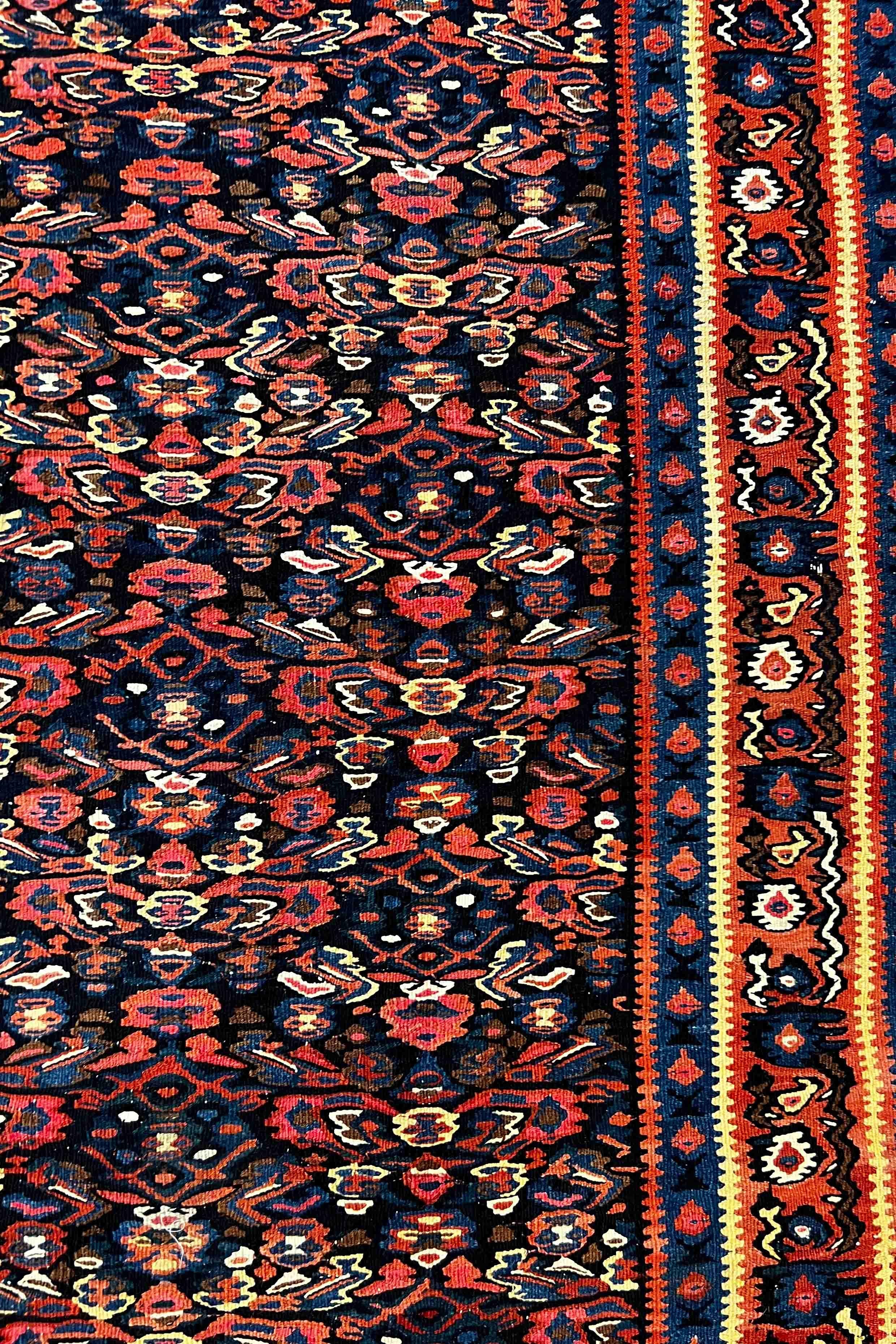 656 - Alter feiner Senneh-Kelim im Angebot 5