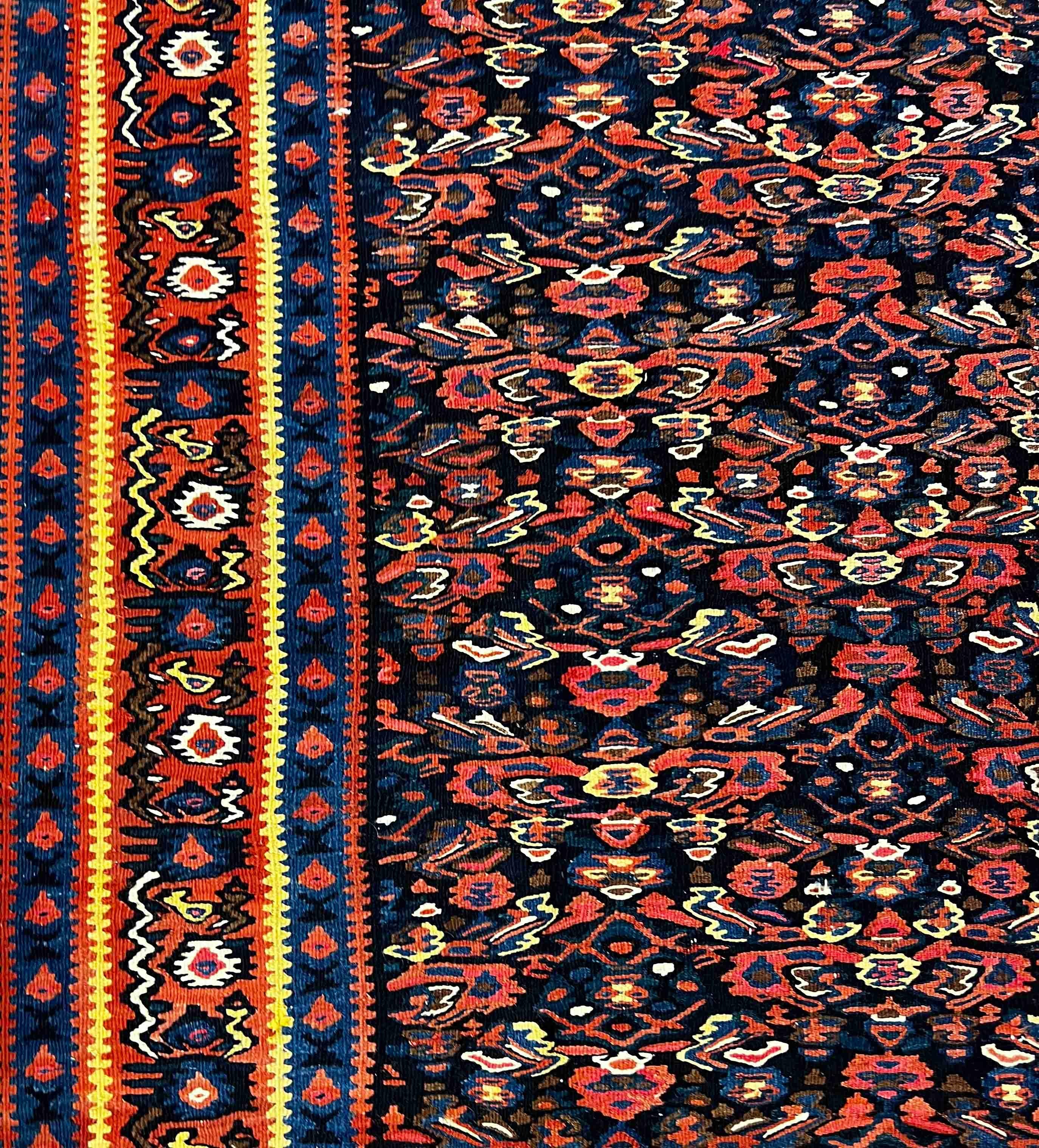 656 - Alter feiner Senneh-Kelim im Angebot 6