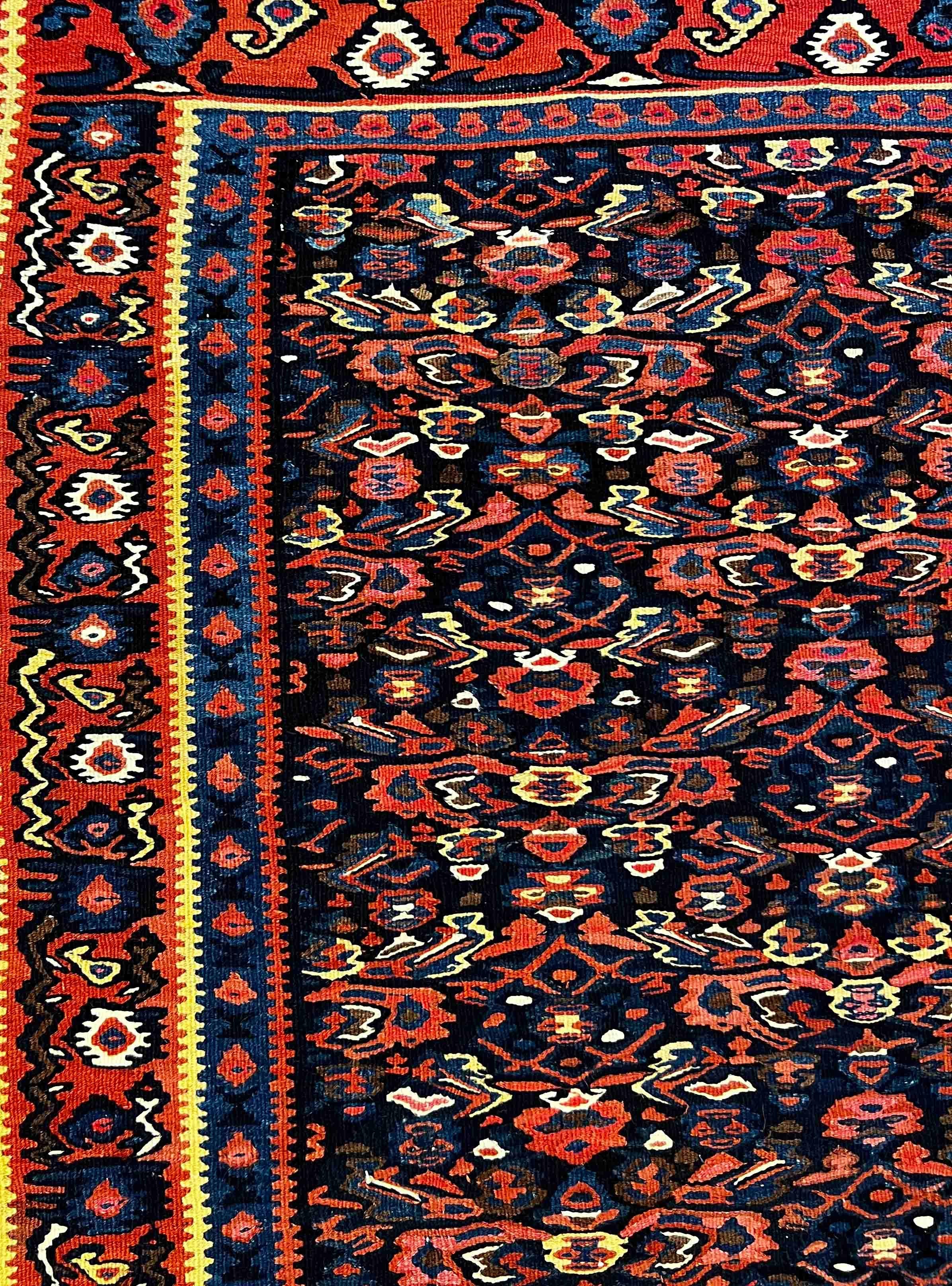 656 - Alter feiner Senneh-Kelim im Angebot 8