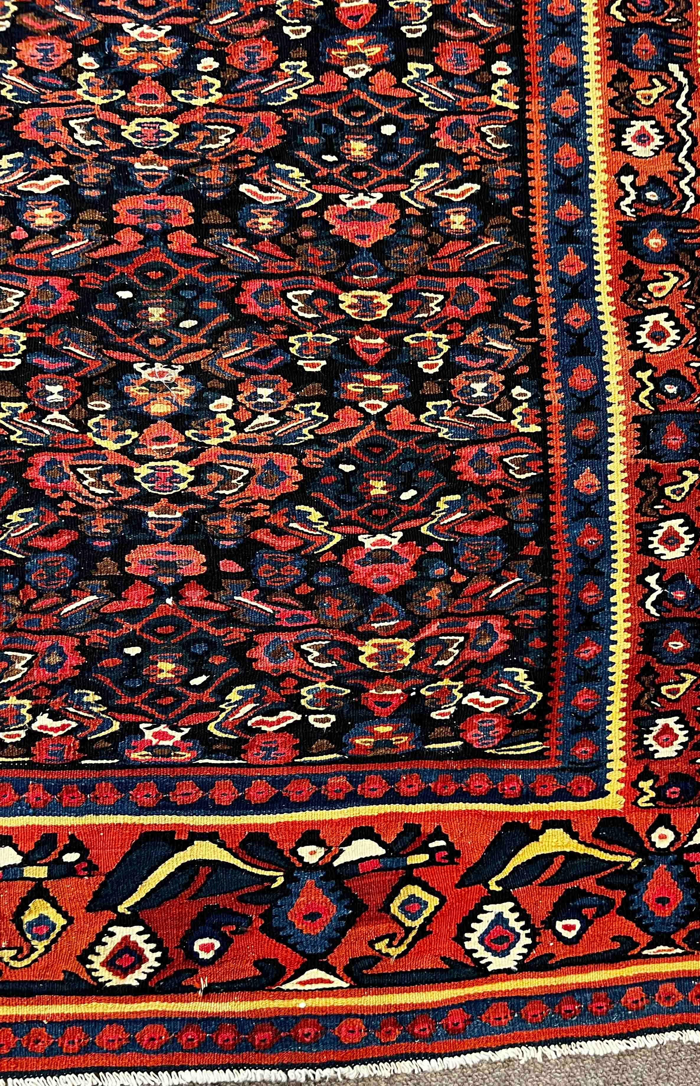 656 - Alter feiner Senneh-Kelim im Angebot 3