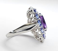 6.56cttw Amethyst and Tanzanite Sterling Silver Ring