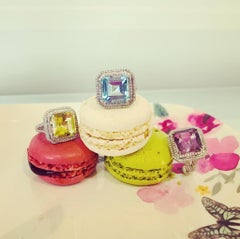 6.57 Carat Asscher Cut Blue Topaz Cubic Zirconia Stlng Silver Halo Cocktail Ring