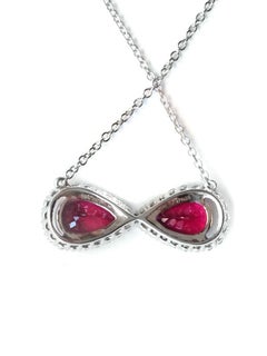 Natural Red Rubellite Gemstones 6.57 cts in 14K White Gold Pendant with Diamonds