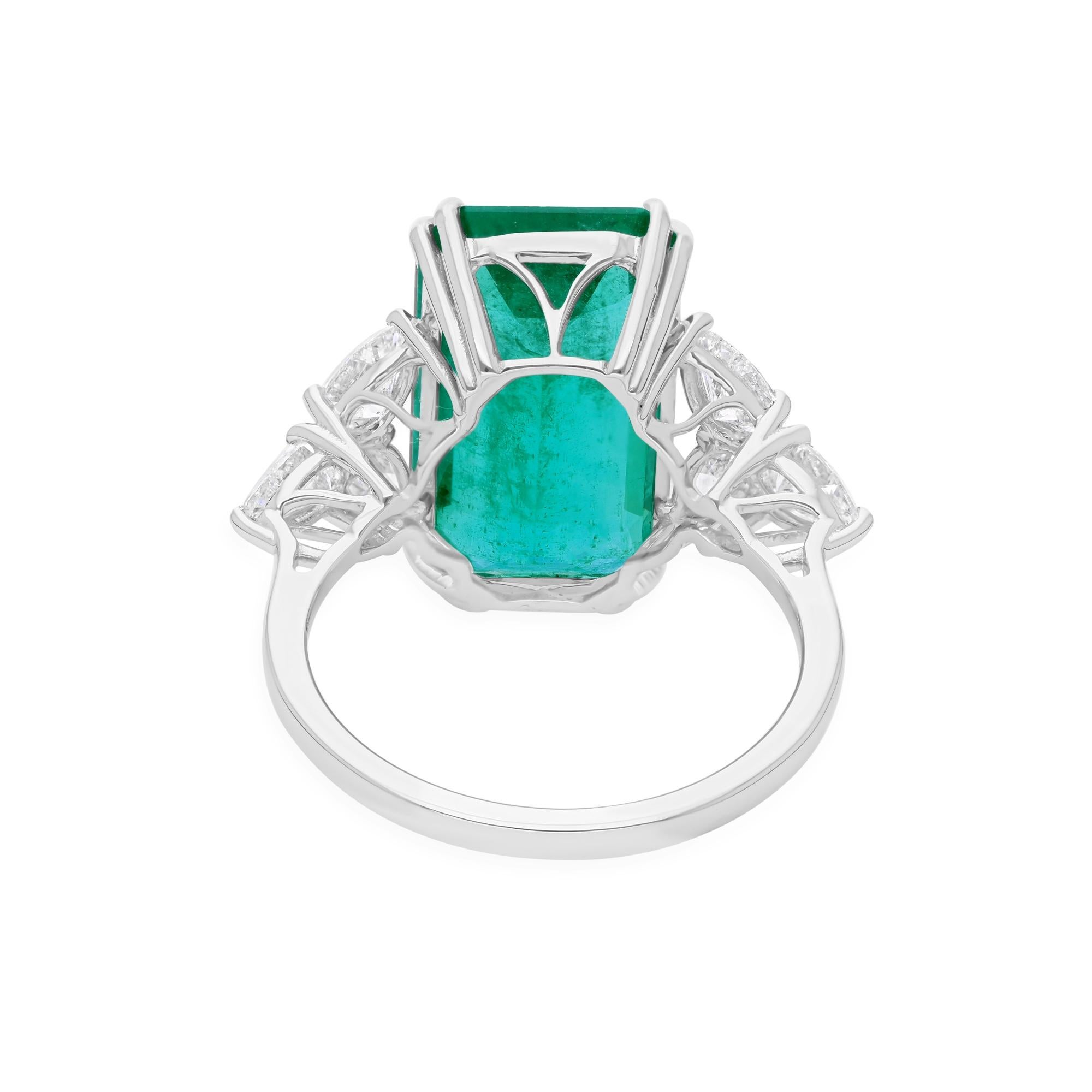 Im Angebot: 6,57 Karat sambischer Smaragd Geburtsstein Diamant Akzent Cocktail Ring 14k Weißgold () 4