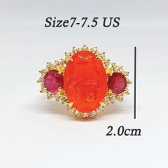 6.57cts Orange Opal ring. Sterling Silver on 18K Gold Plated.