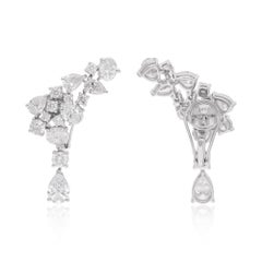 6,58 Karat Oval Birne & Runde Diamant Ohrringe 18 Karat Weißgold Feiner Schmuck