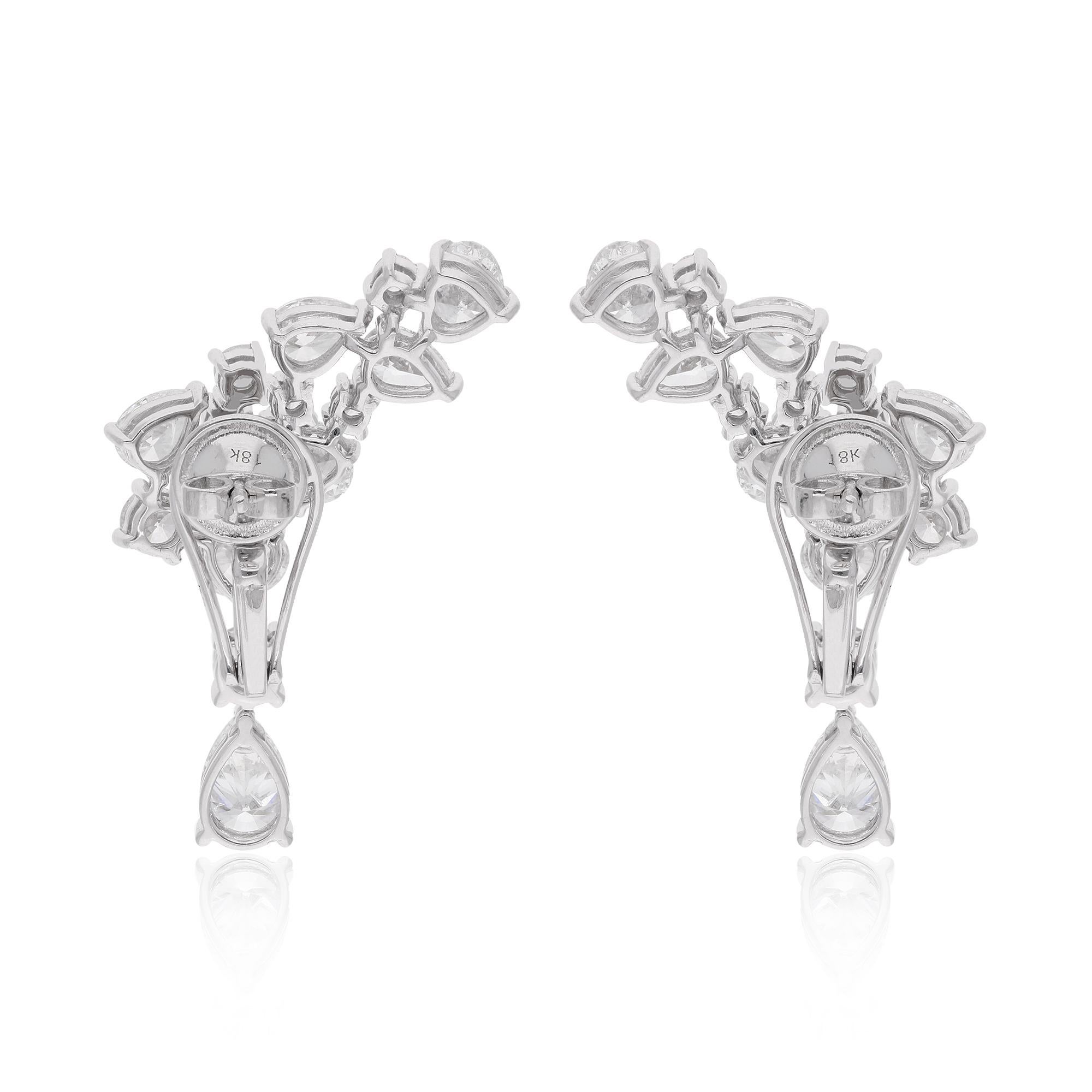 6.58 Carat Oval Pear & Round Diamond Earrings 18 Karat White Gold Fine Jewelry In New Condition For Sale In Diera, Dubai