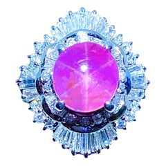 6.58 Ct ICA Certificate Natural No heat star Ruby Unheated Diamond Ring 12.75 G