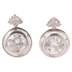 6.59 Carat Antique Old Mine Cut Diamond Earrings 1900's
