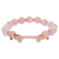 65.96Tcw Cabochon Opal Smokey Diamond 18K Yellow Fine Gold Beaded Bracelet