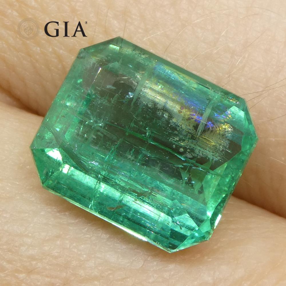 6,59 Karat Achteckiger/Emaragdschliff Grüner Smaragd GIA zertifiziert Zambia (F2) im Angebot 8