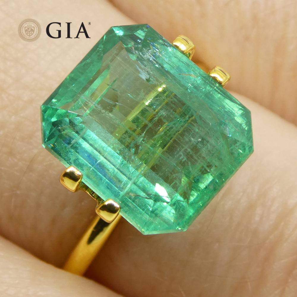 6,59 Karat Achteckiger/Emaragdschliff Grüner Smaragd GIA zertifiziert Zambia (F2) im Angebot 9
