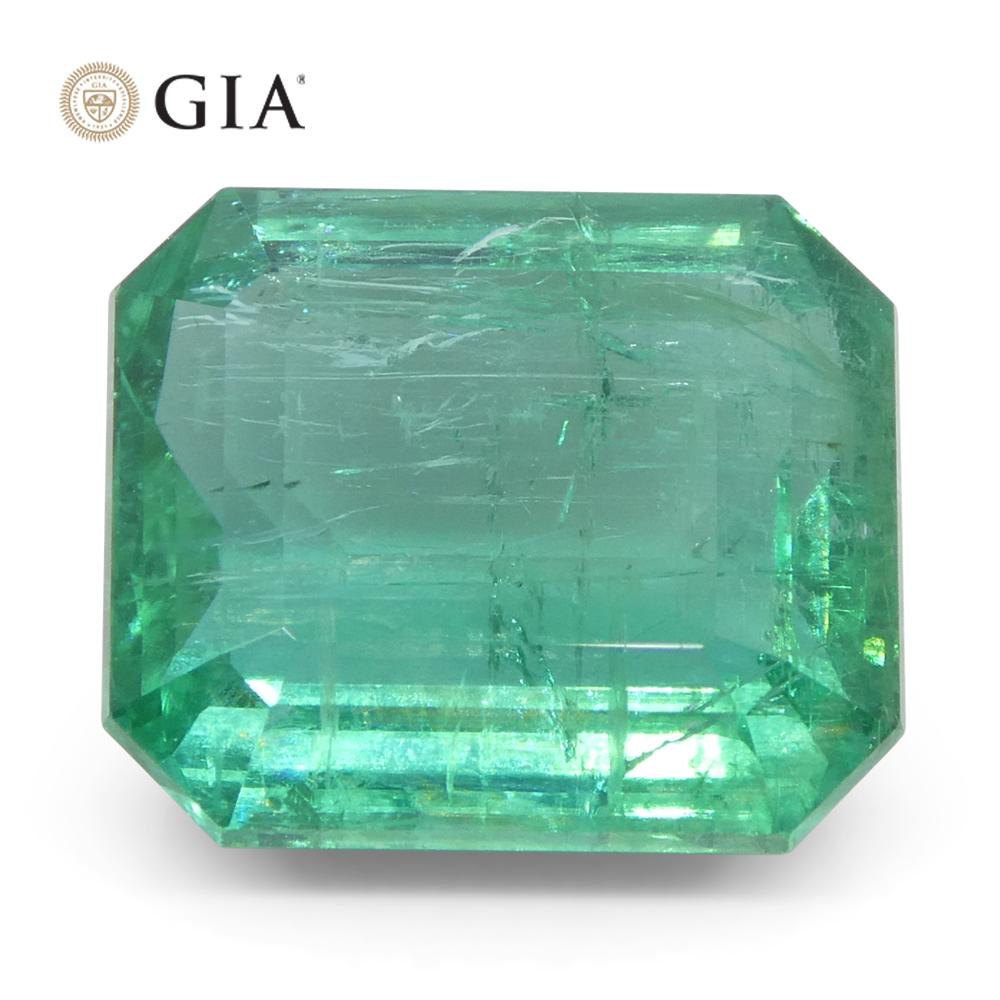 6,59 Karat Achteckiger/Emaragdschliff Grüner Smaragd GIA zertifiziert Zambia (F2) im Angebot 2