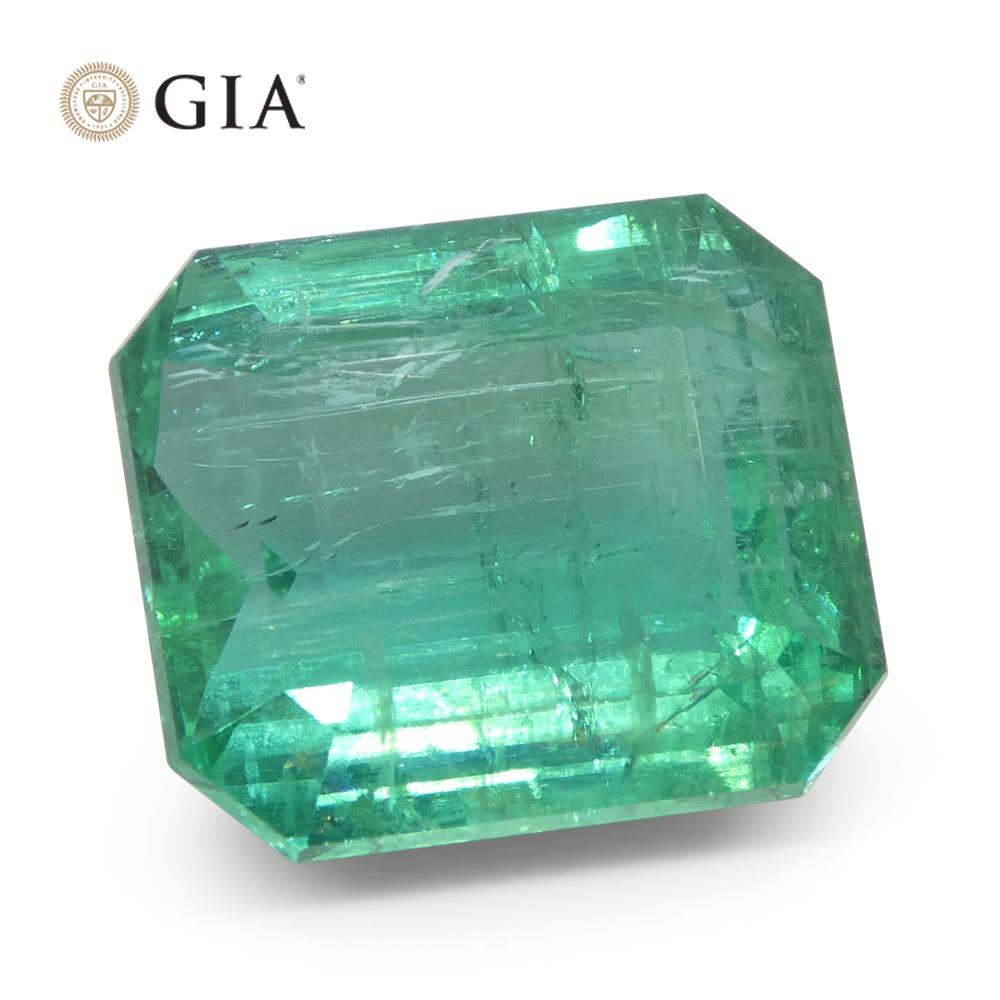 6,59 Karat Achteckiger/Emaragdschliff Grüner Smaragd GIA zertifiziert Zambia (F2) im Angebot 3
