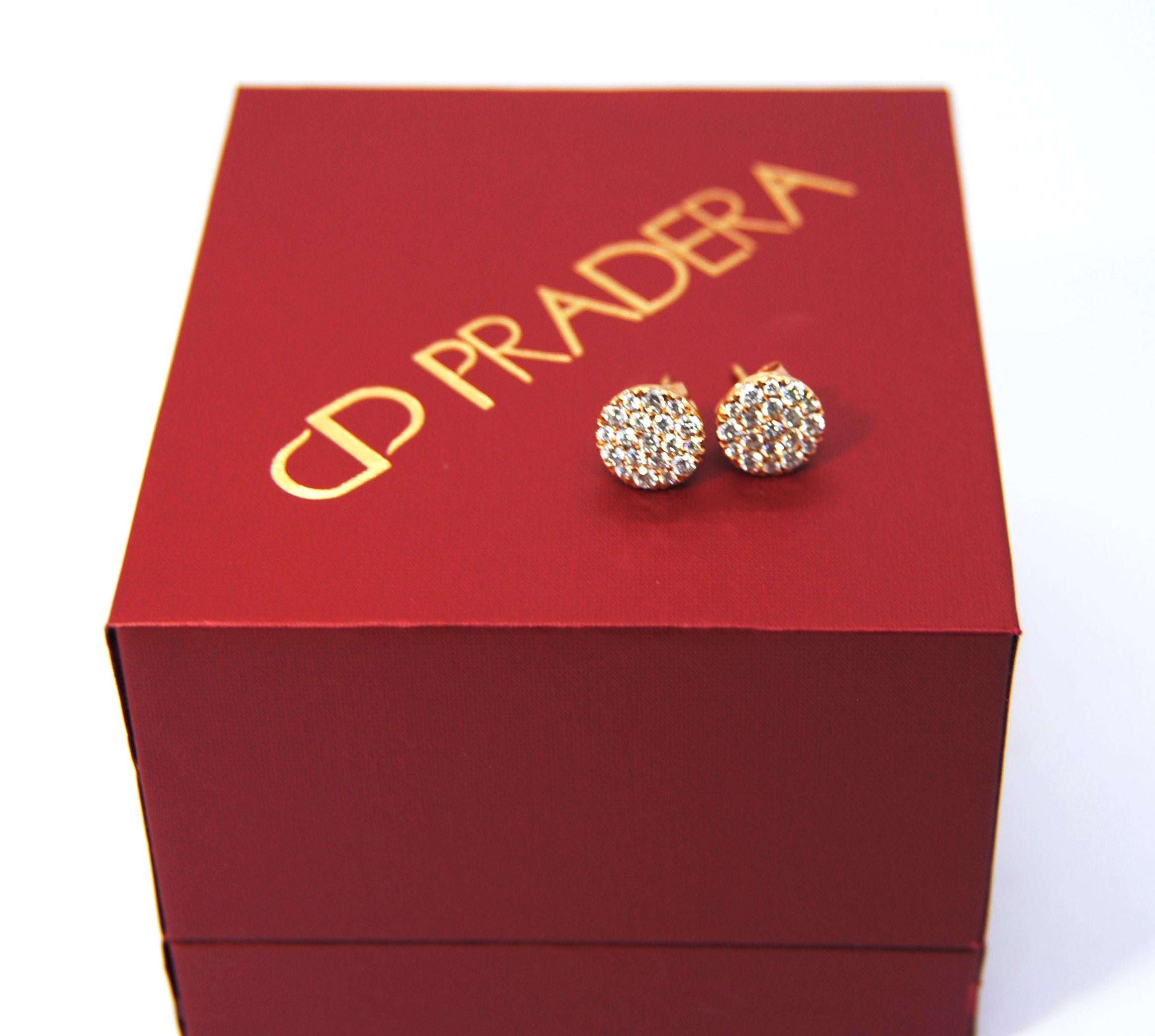 Sleekly crafted in 18K yellow gold these diamond and yellow gold studs are the ideal complement for every day classy look. Can come in white and rose gold. 
Please note that carat and weights may vary slightly since each Irama Pradera Jewels