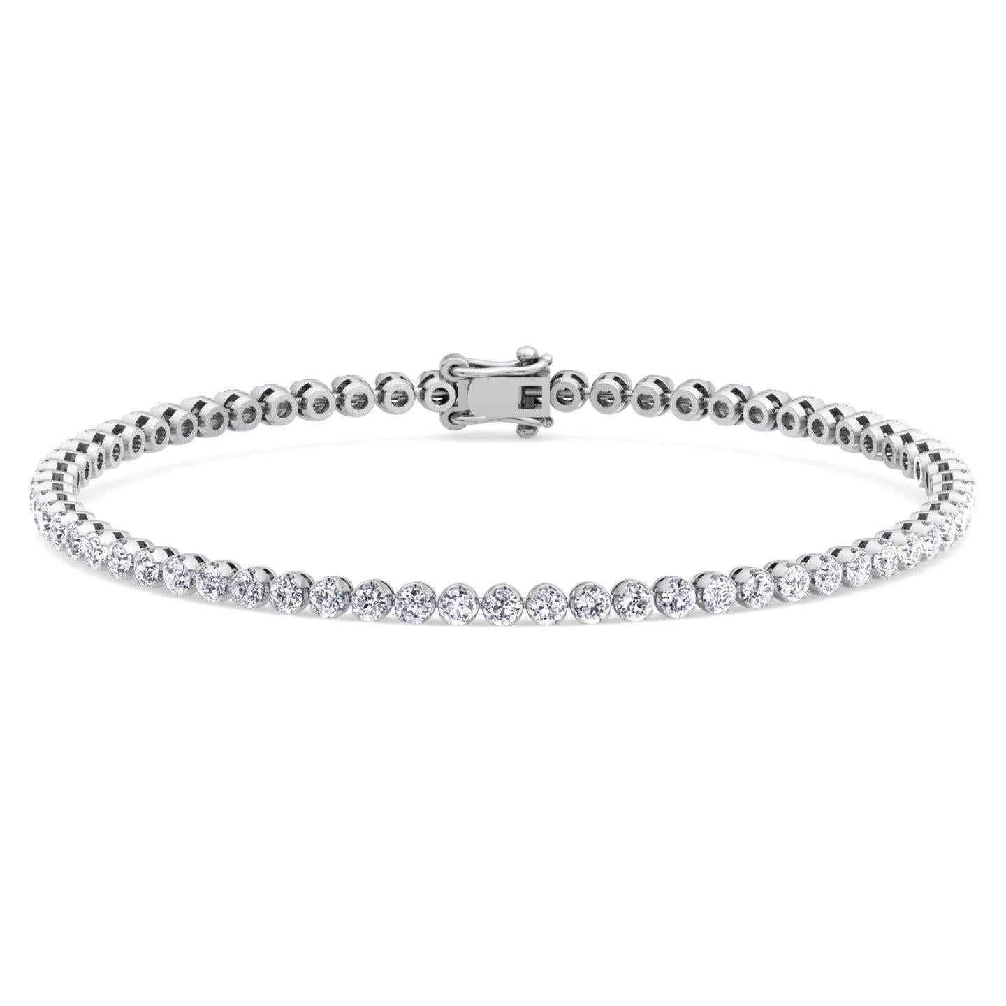 This Exquisite Crown Prong Diamond Tennis Bracelet is a fan favorite. The illusion setting on this bracelet makes the diamonds appear bigger than they are, which gives the diamonds an even bigger sparkle making you shine through your