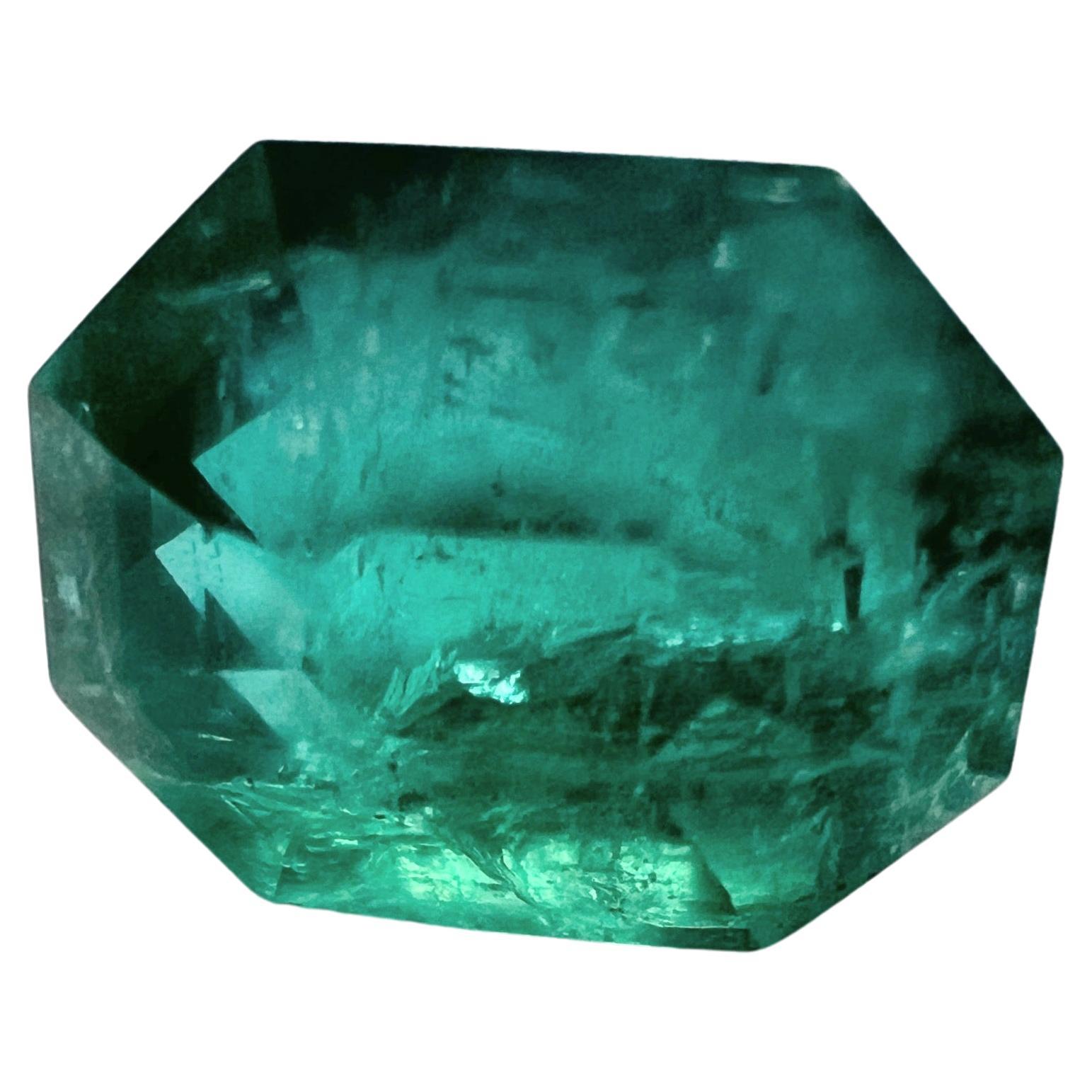 6.5ct Octagon Cut NON-OILED Natural EMERALD Gemstone For Sale 3