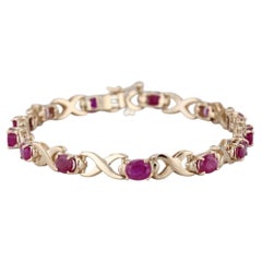 6.5ctw Ruby Tennis Bracelet 14k Yellow Gold X Infinity Link Chain 7.25" 5.1mm