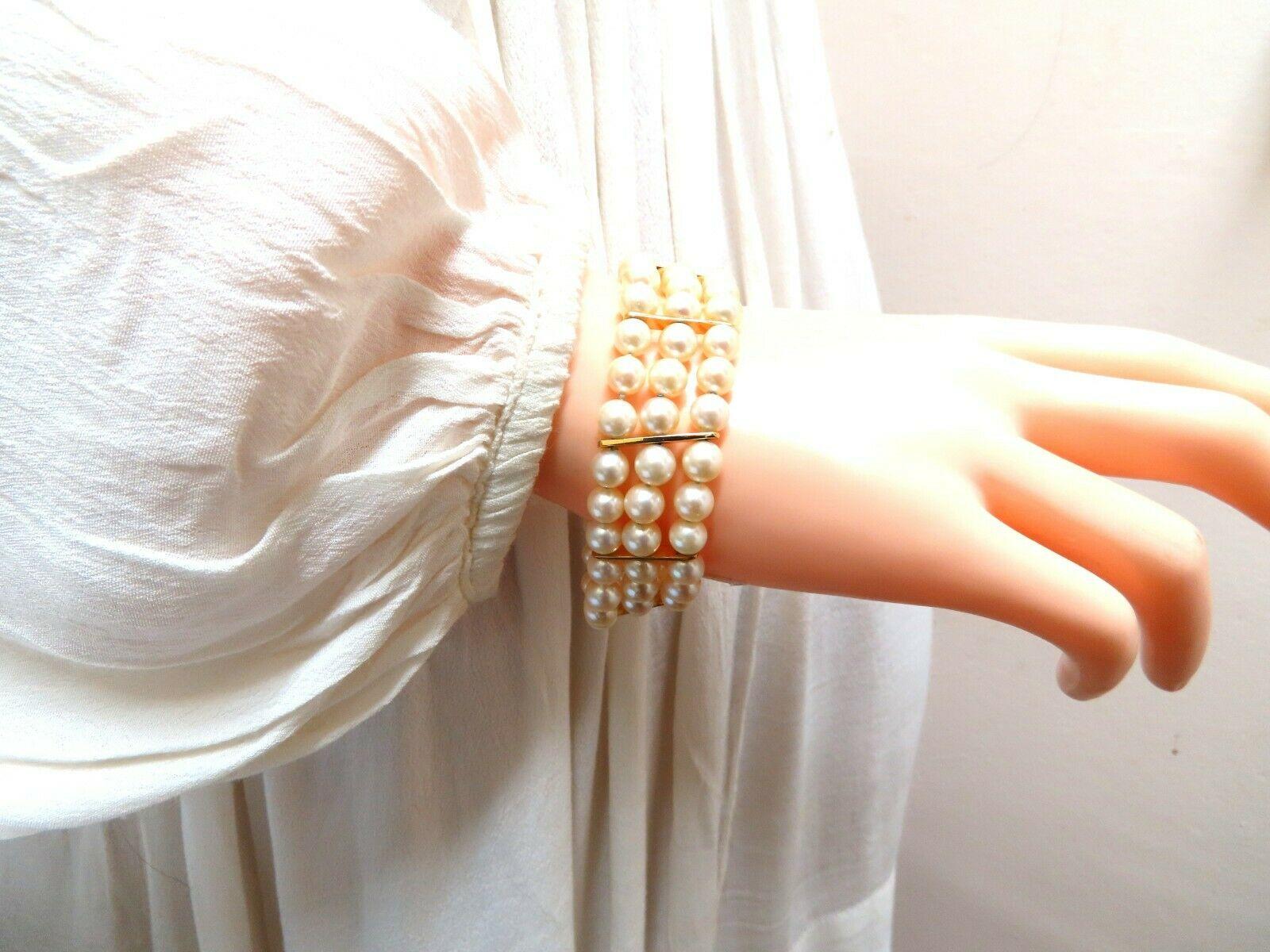 Women's or Men's Akoya Pearls Pearls Bead Bracelet 14kt For Sale
