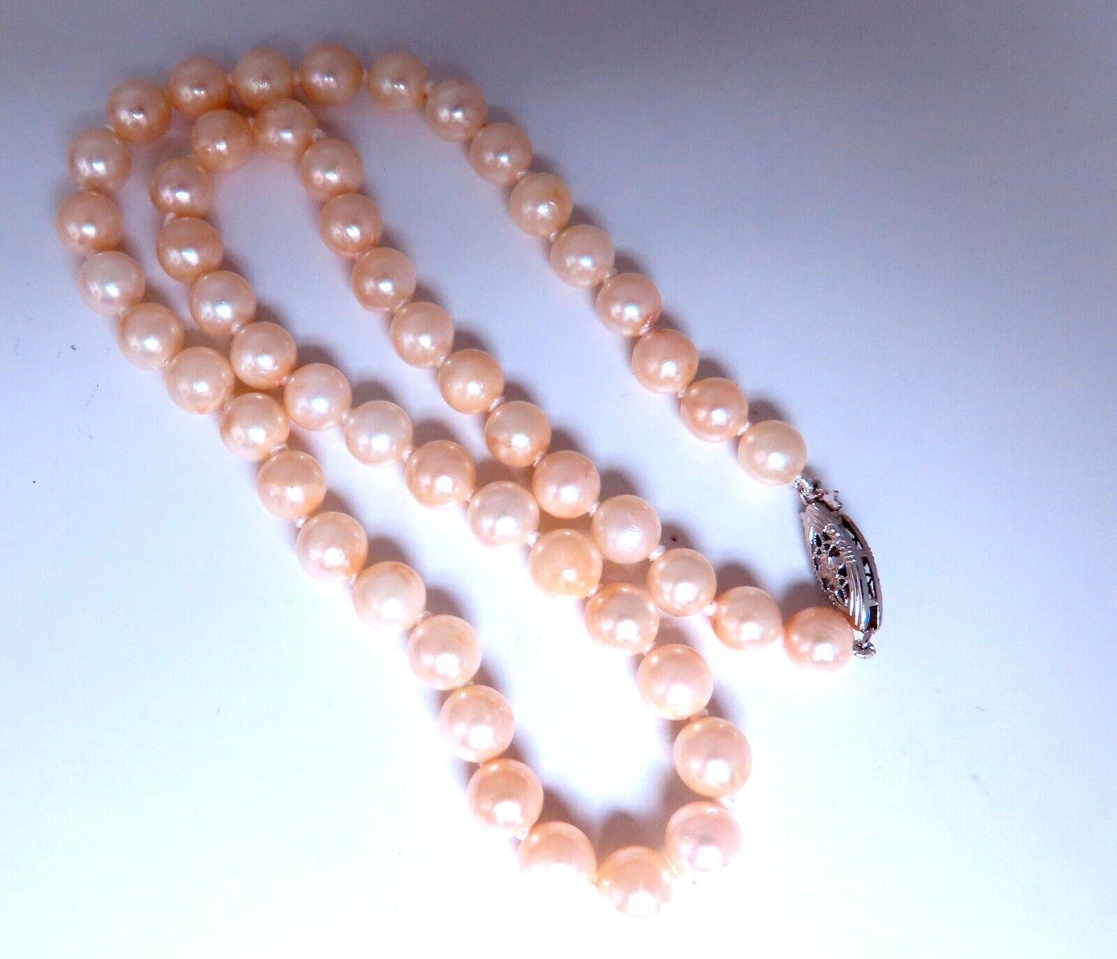 Uncut 6.5mm freshwater Pearl necklace 14kt For Sale