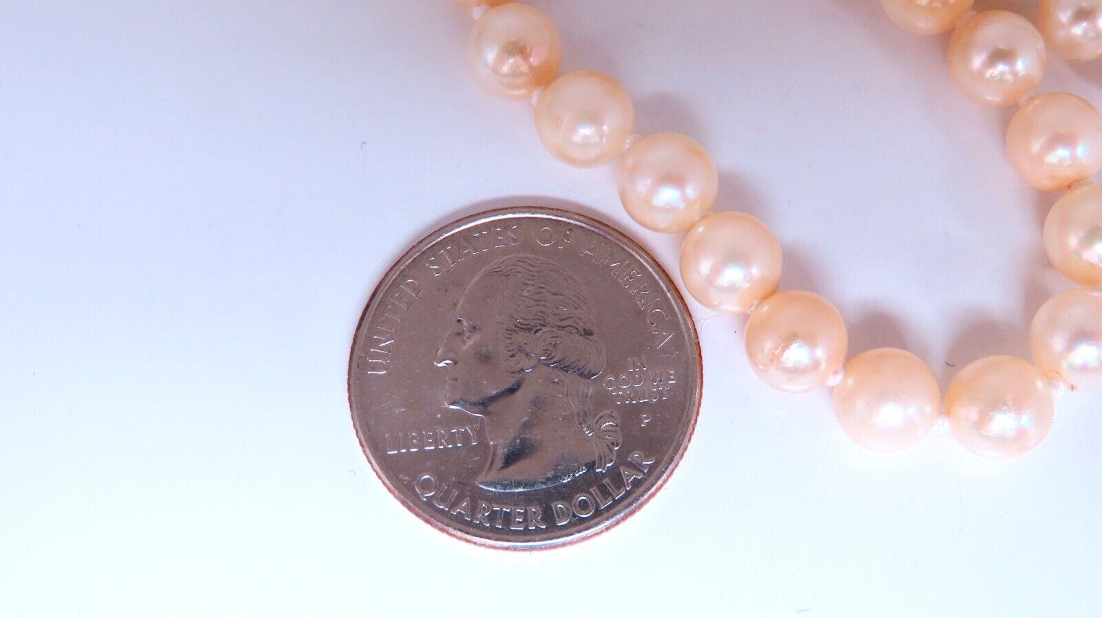 6.5mm freshwater Pearl necklace 14kt In New Condition For Sale In New York, NY