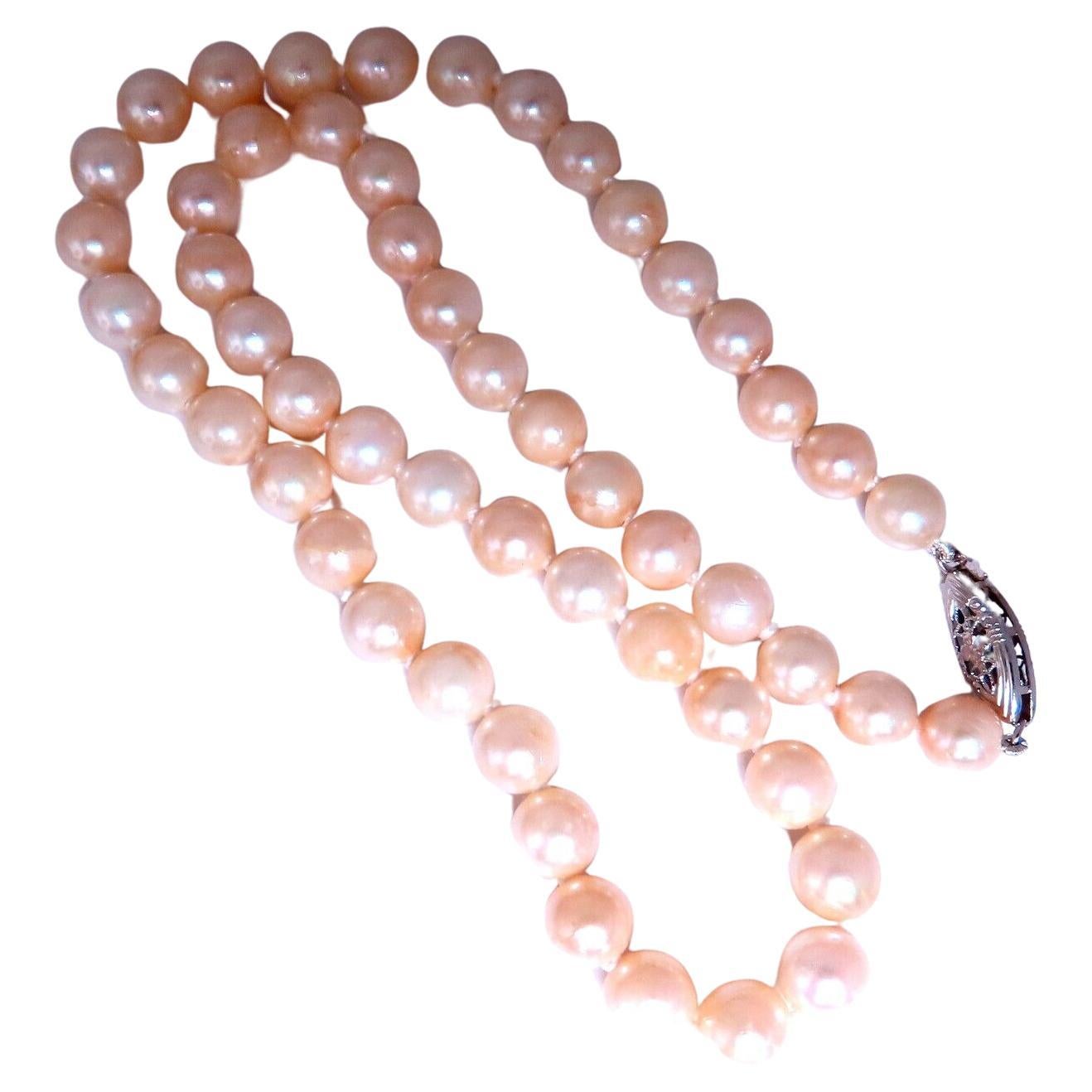 6.5mm freshwater Pearl necklace 14kt For Sale