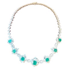 65's Colombian 11.5ct Emerald Necklace in 18k Gold and 29ct Diamonds