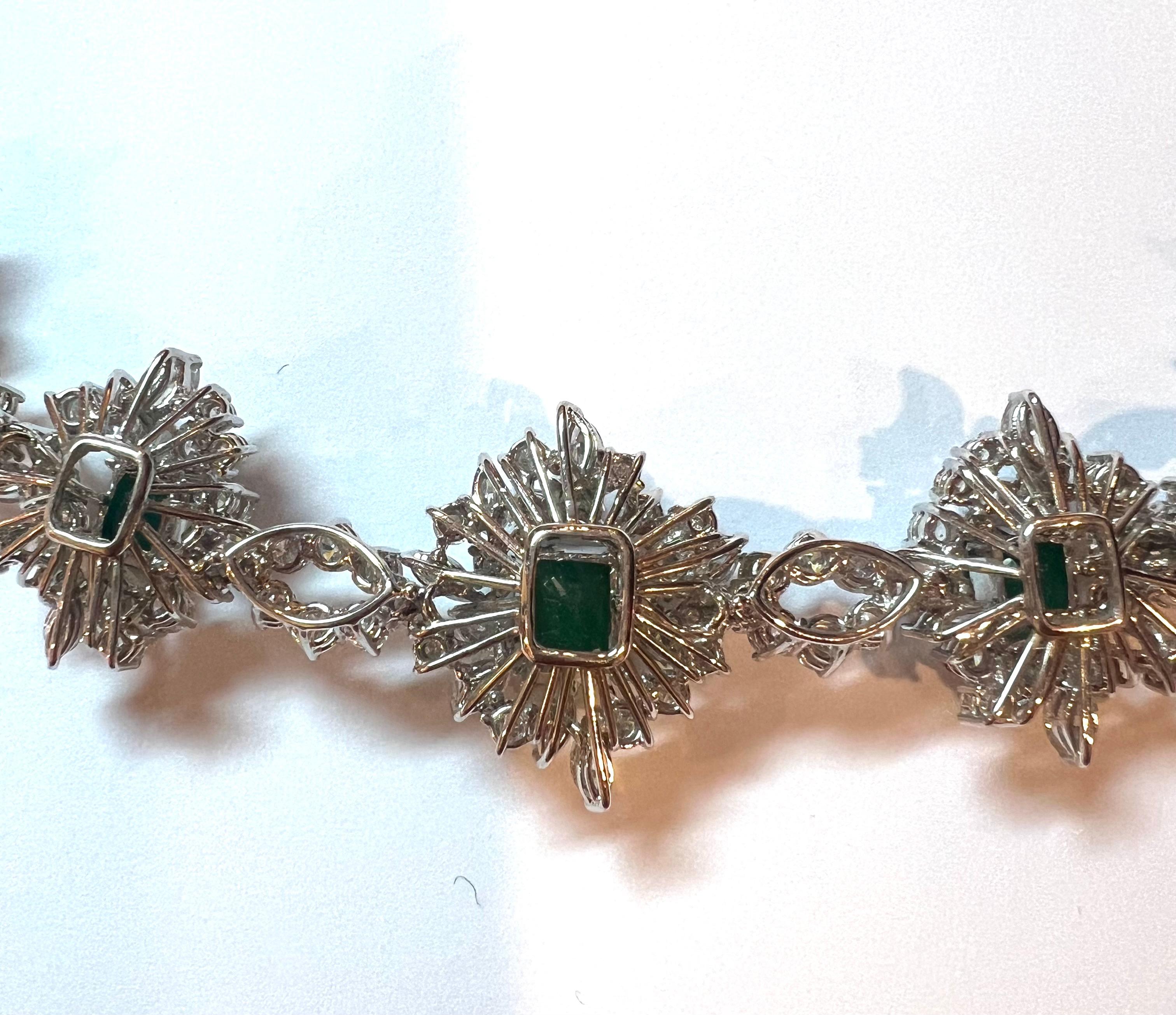 65's Colombian 11.5ct Emerald Necklace in 18k Gold and 29ct Diamonds For Sale 1