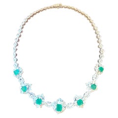65's Colombian 11.5ct Emerald Necklace in 18k Gold and 29ct Diamonds