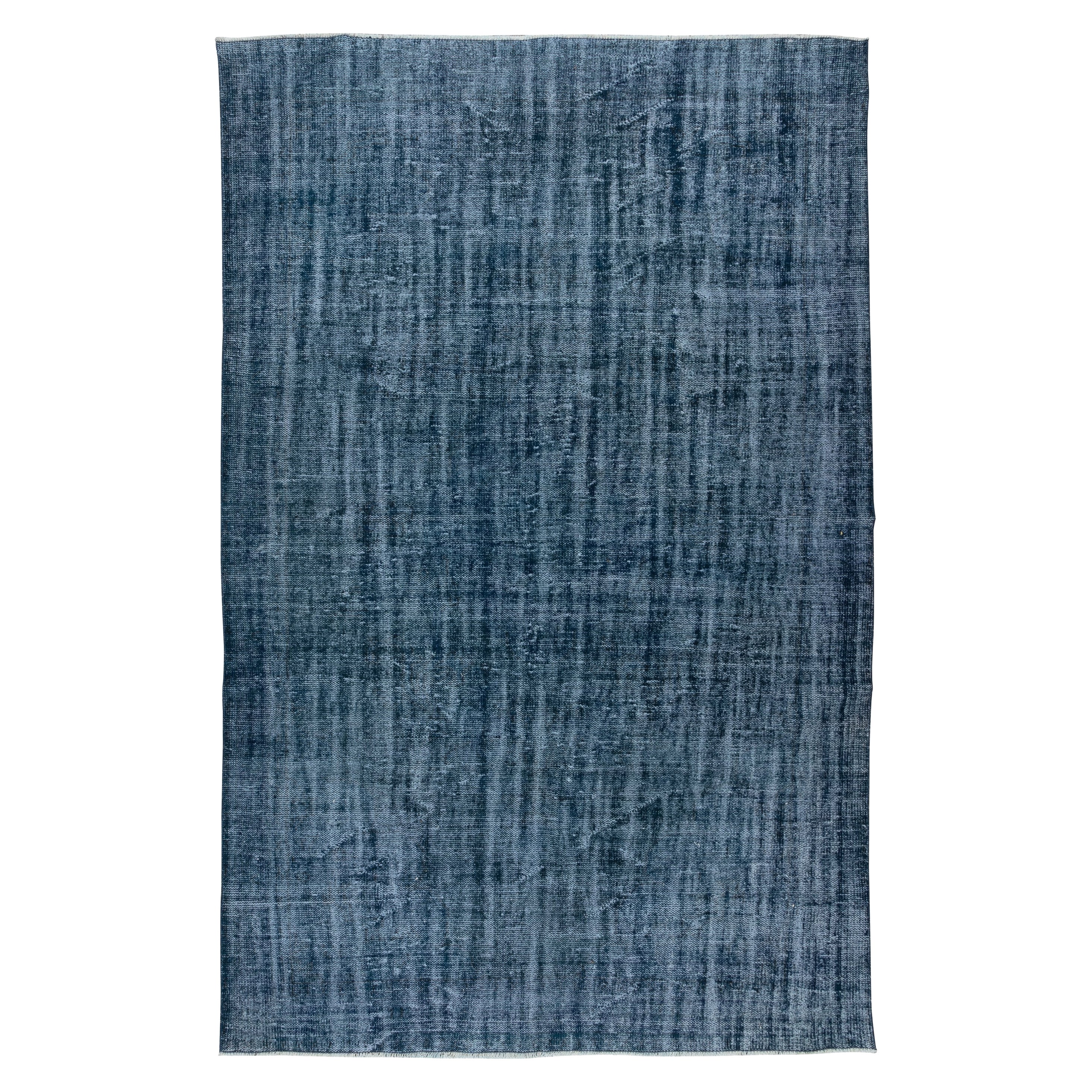 Handgefertigter türkischer 6,5x10 Ft Blauer handgefertigter Teppich für Wohnzimmer, Schlafzimmer und Esszimmer