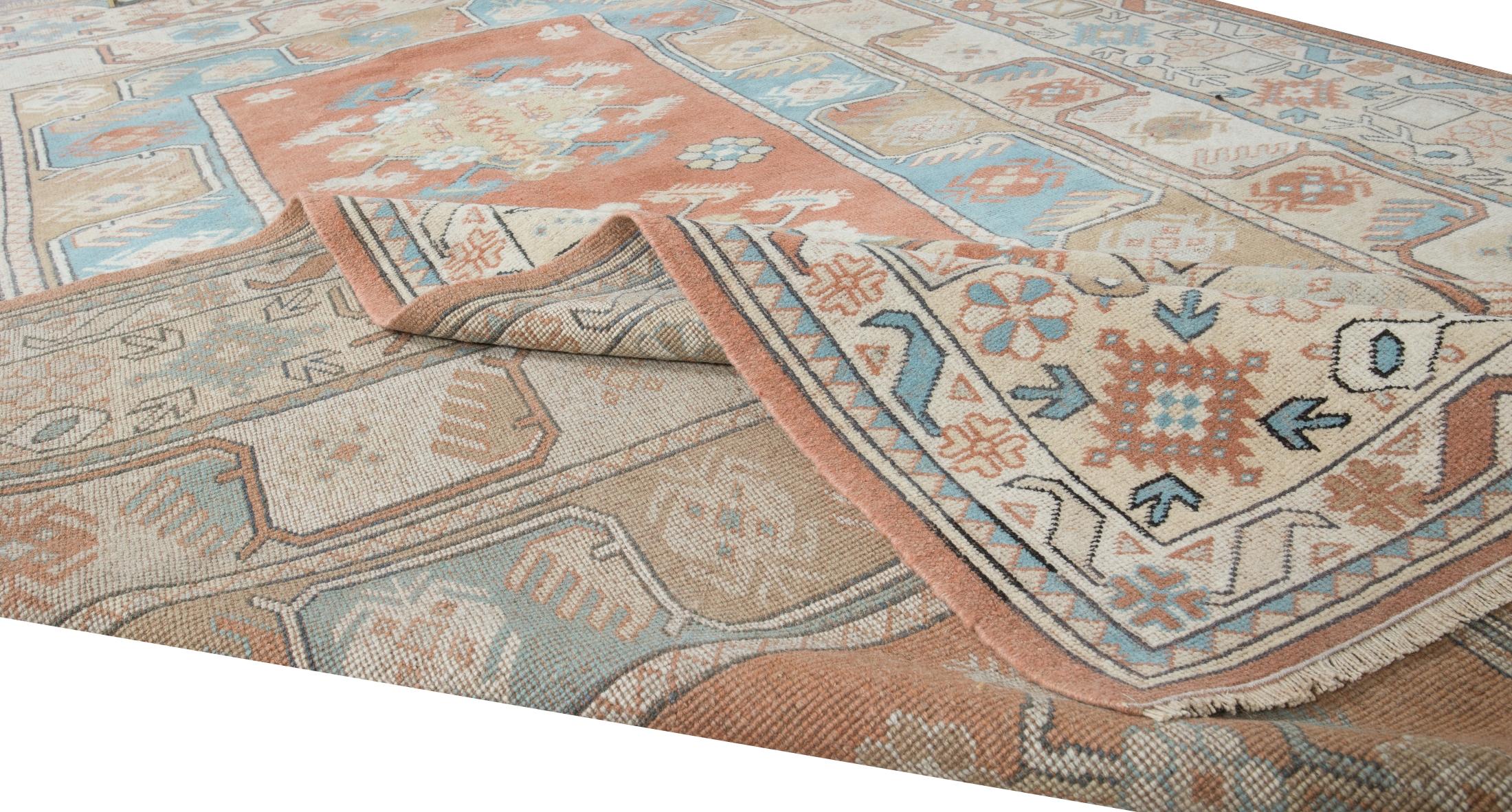 Oushak 6.5x10 Ft Contemporary Handmade Area Rug from Milas / Turkey. 100% Wool For Sale