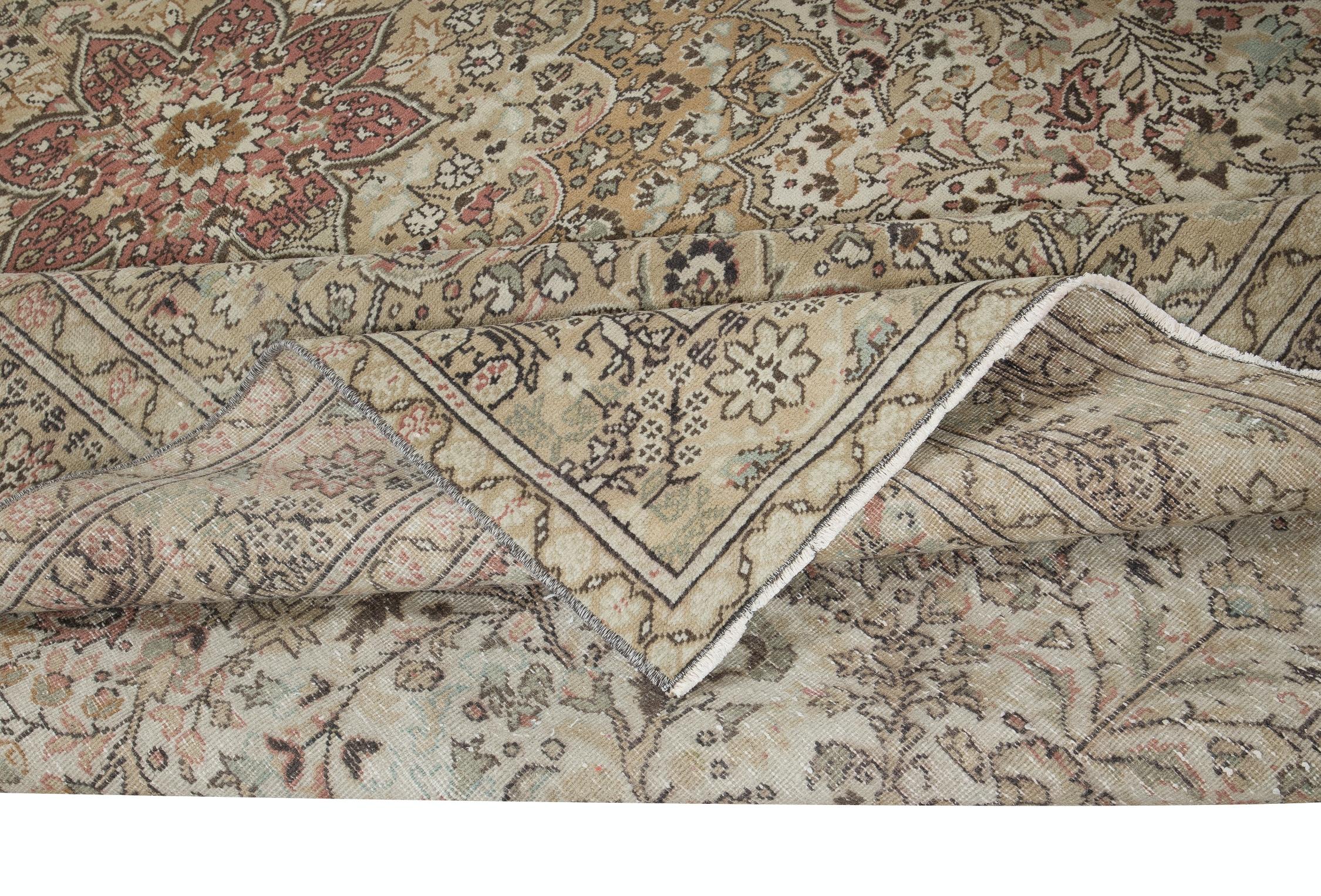 Handgefertigter türkischer Kayseri-Teppich mit Medaillon-Design, 6,5x10 Ft, 100% Wolle (Türkisch) im Angebot