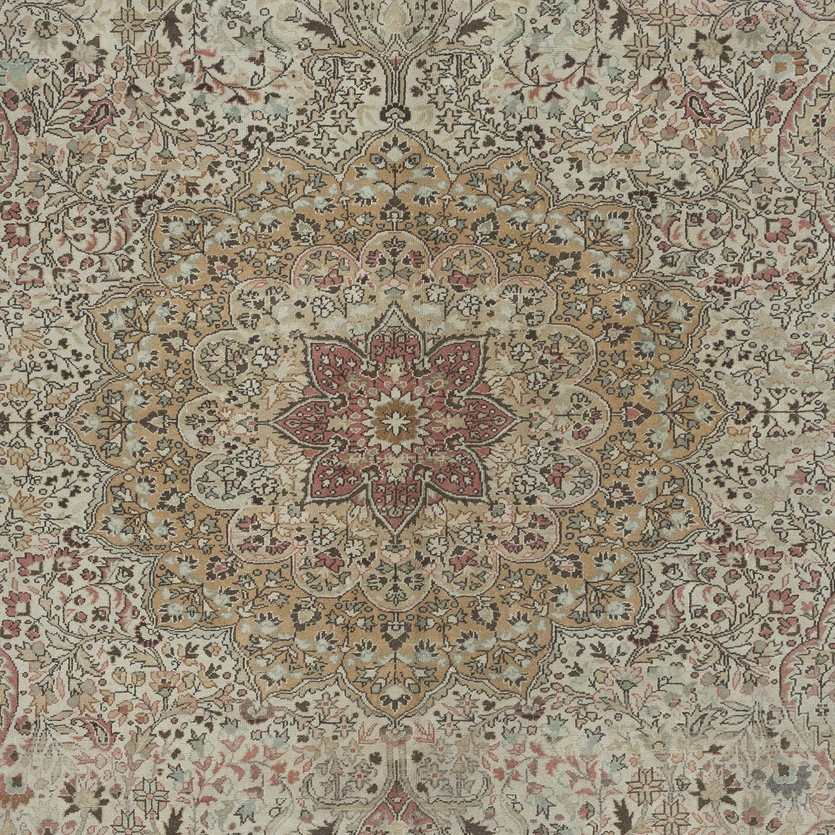 Handgefertigter türkischer Kayseri-Teppich mit Medaillon-Design, 6,5x10 Ft, 100% Wolle (Handgewebt) im Angebot