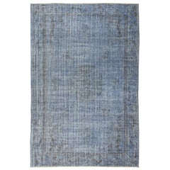 Tappeto di lana turca fatto a mano di 6,5x10 piedi in blu con design cinese Art Deco