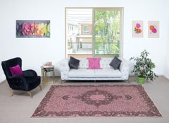 6.5x10 Ft Pink Color Handmade Wool Area Rug from Turkey. Great 4 Modern Interior