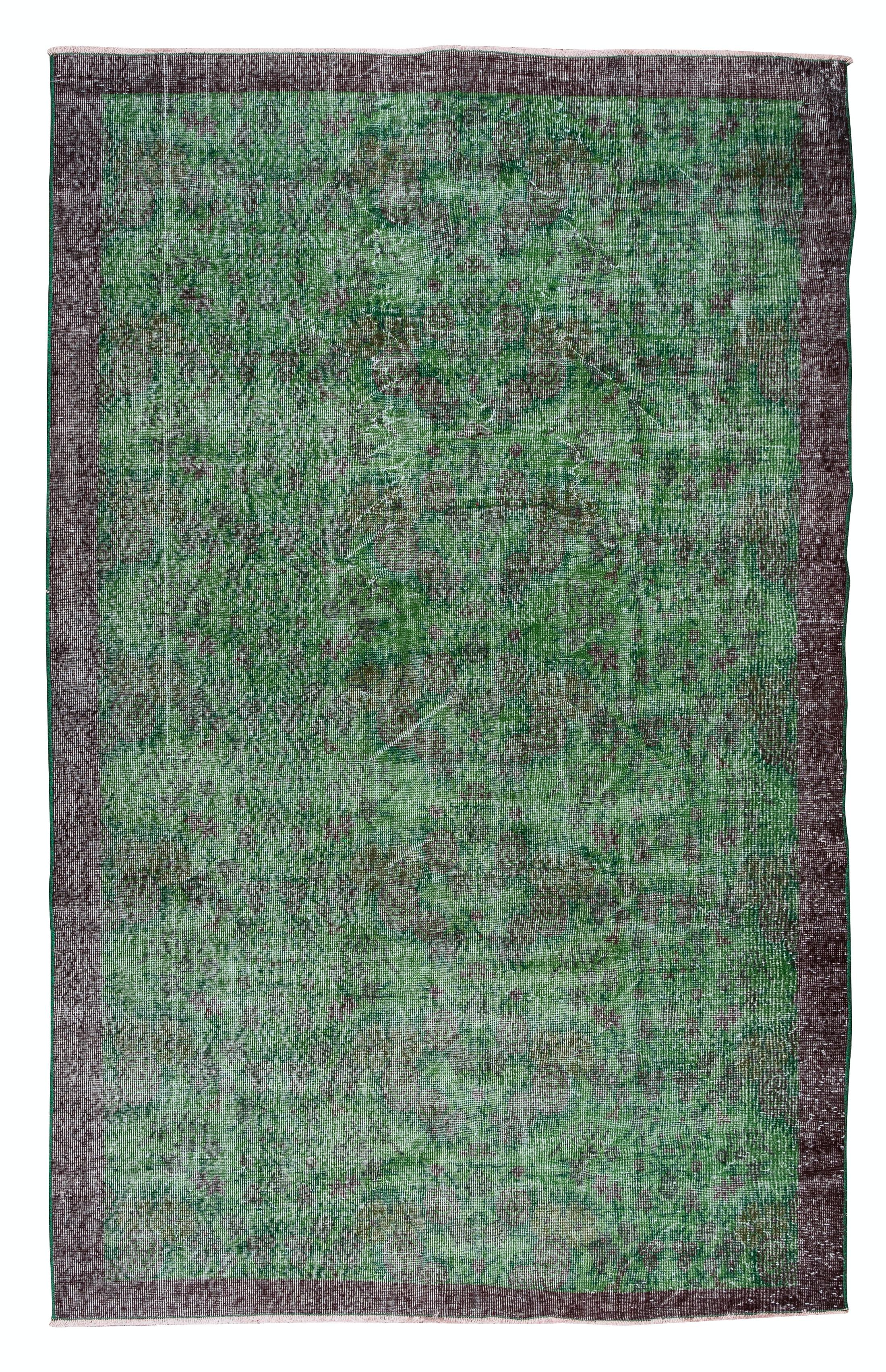 Turkish 6.5x10 Ft Stylish Green Area Rug, Handmade Wool Carpet for Modern Interiors For Sale