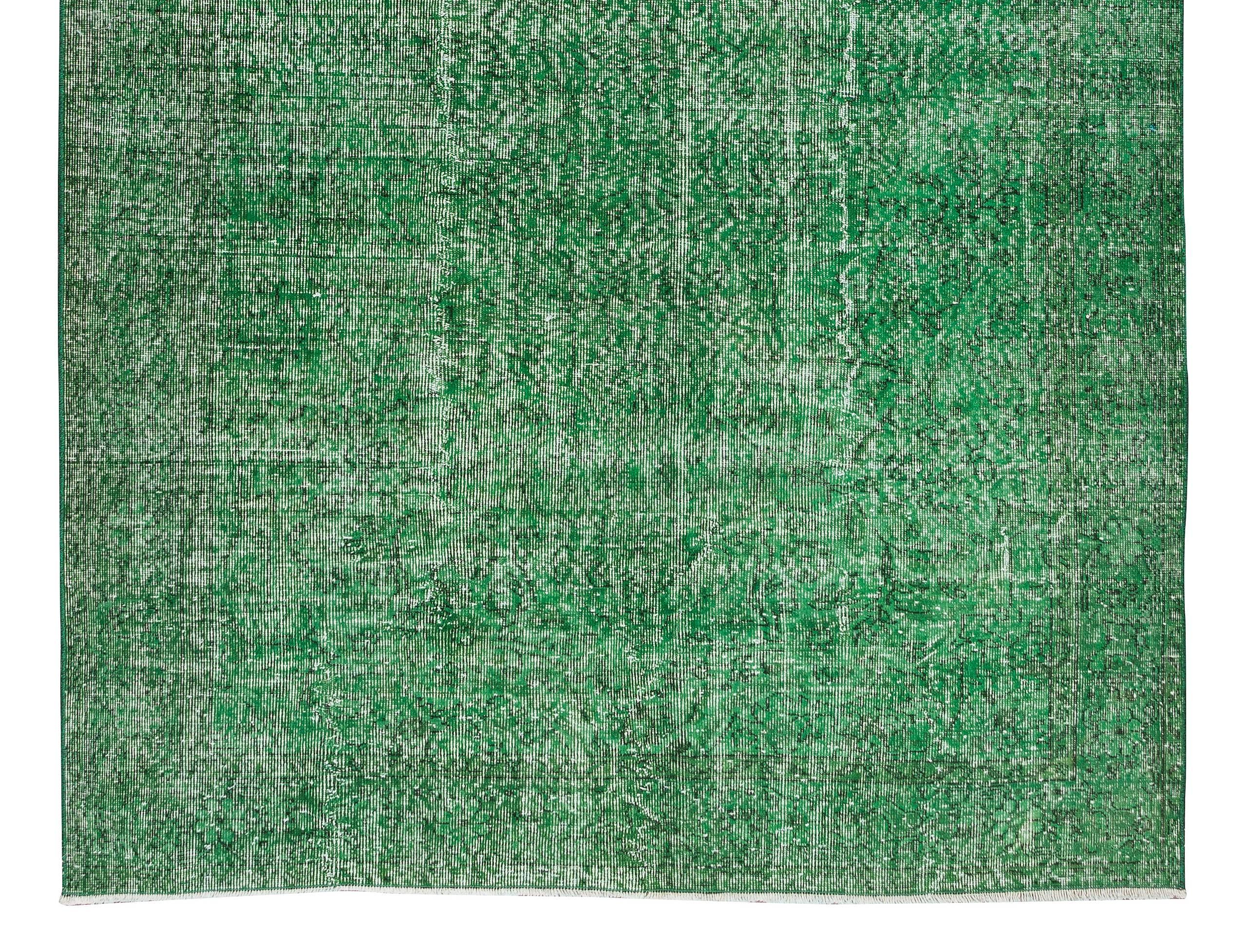 Dekorativer 6,5x10 Ft Vintage-Teppich, handgefertigter türkischer Wollteppich in Grün (Handgeknüpft) im Angebot