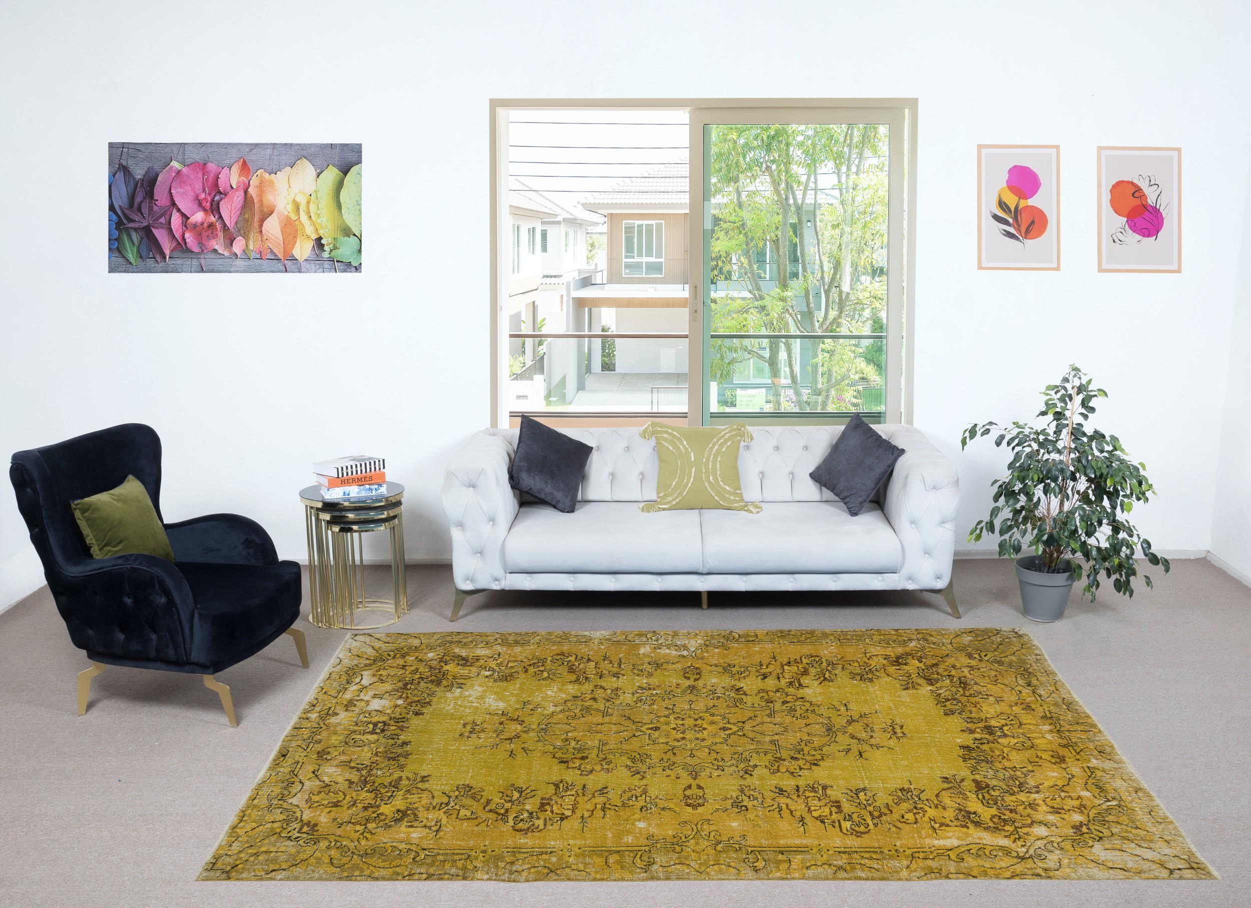 Our over-dyed rugs are all hand-knotted vintage pieces that are recreated in our workshop to cater to a wider range of interior design choices from modern to coastal, from industrial to rustic/cottage. These 50 to 70 year-old rugs were hand-knotted