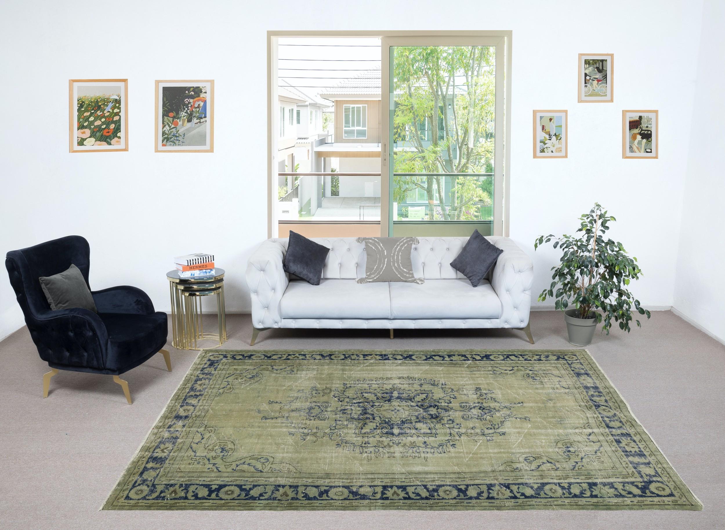 Our over-dyed rugs are all hand-knotted vintage pieces that are recreated in our workshop to cater to a wider range of interior design choices from modern to coastal, from industrial to rustic/cottage. These 50 to 70 year-old rugs were hand-knotted
