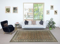 6.5x10.2 Ft Decorative Vintage Handmade Turkish Wool Area Rug with Floral Design