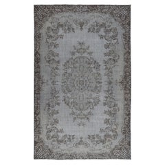 Tappeto vintage sovratinto grigio 6.5x10.2 Ft per interni moderni. Annodato a mano in Turchia