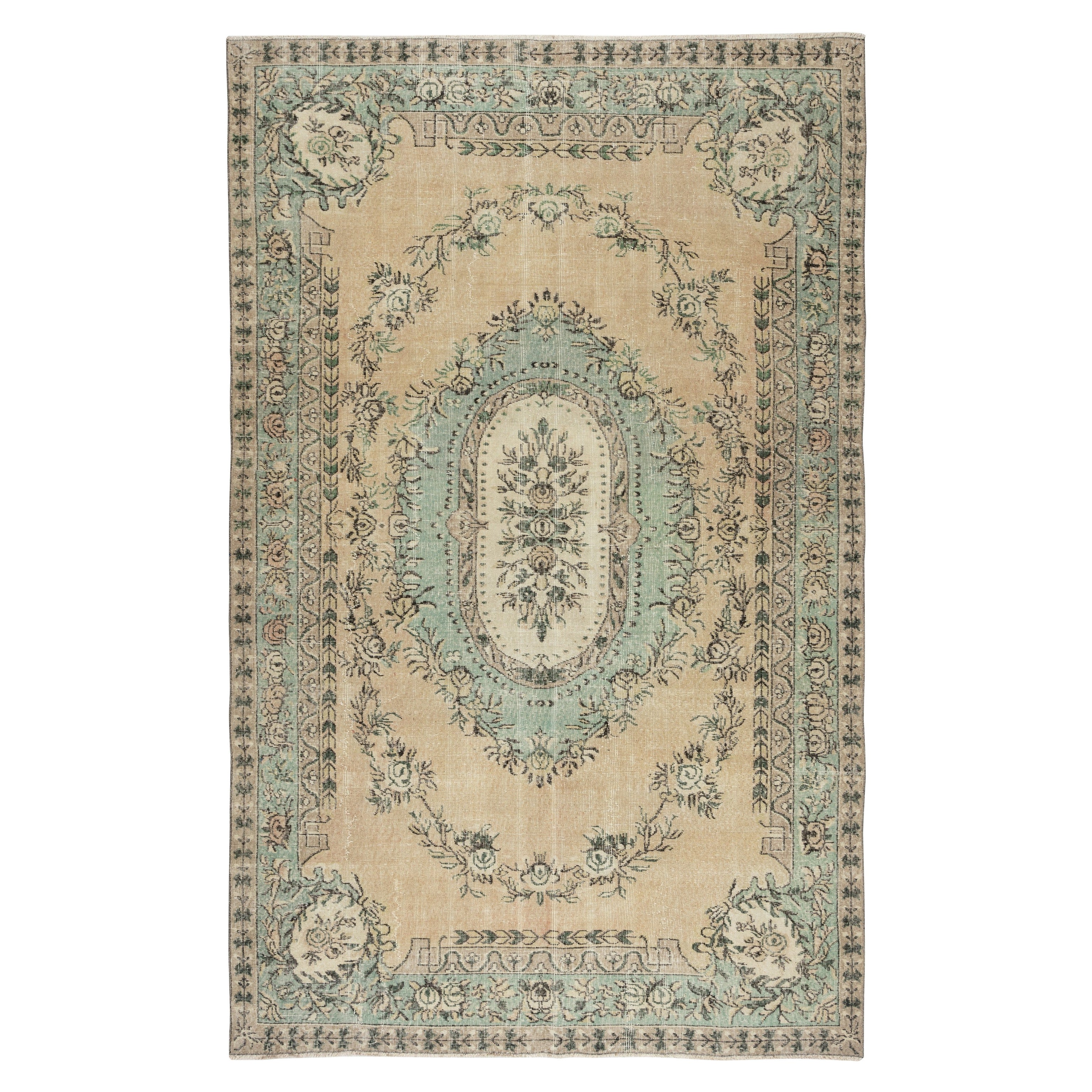 6,5x10,2 Ft Tappeto d
area vintage fatto a mano unico nel suo genere per decorazioni in stile country