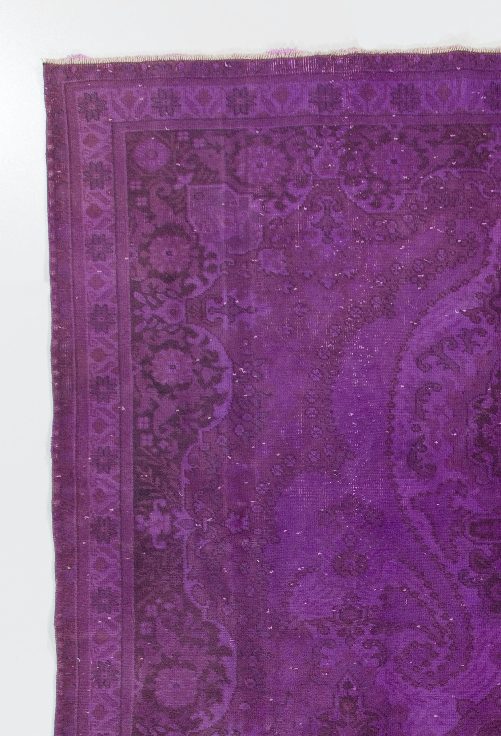 Modern Purple Handmade Anatolian Wool Area Rug for Contemporary Interiors For Sale
