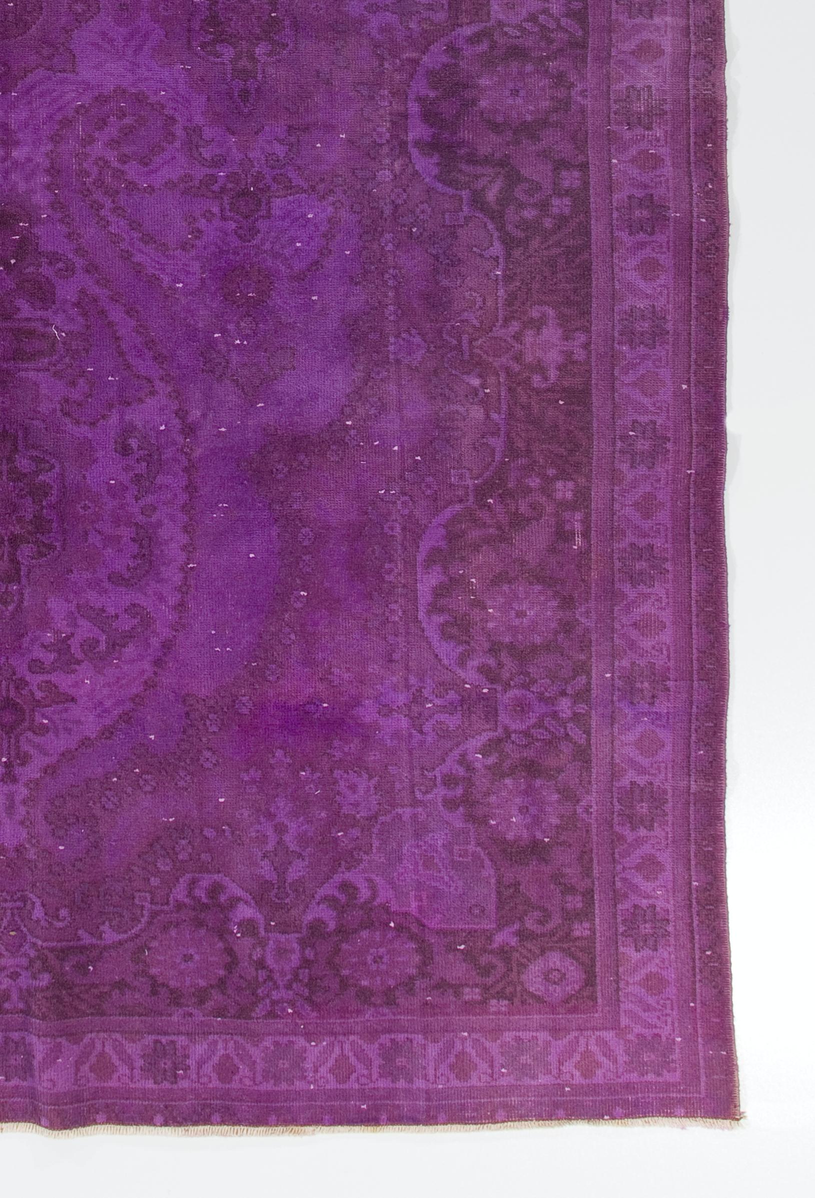 Hand-Knotted Purple Handmade Anatolian Wool Area Rug for Contemporary Interiors For Sale