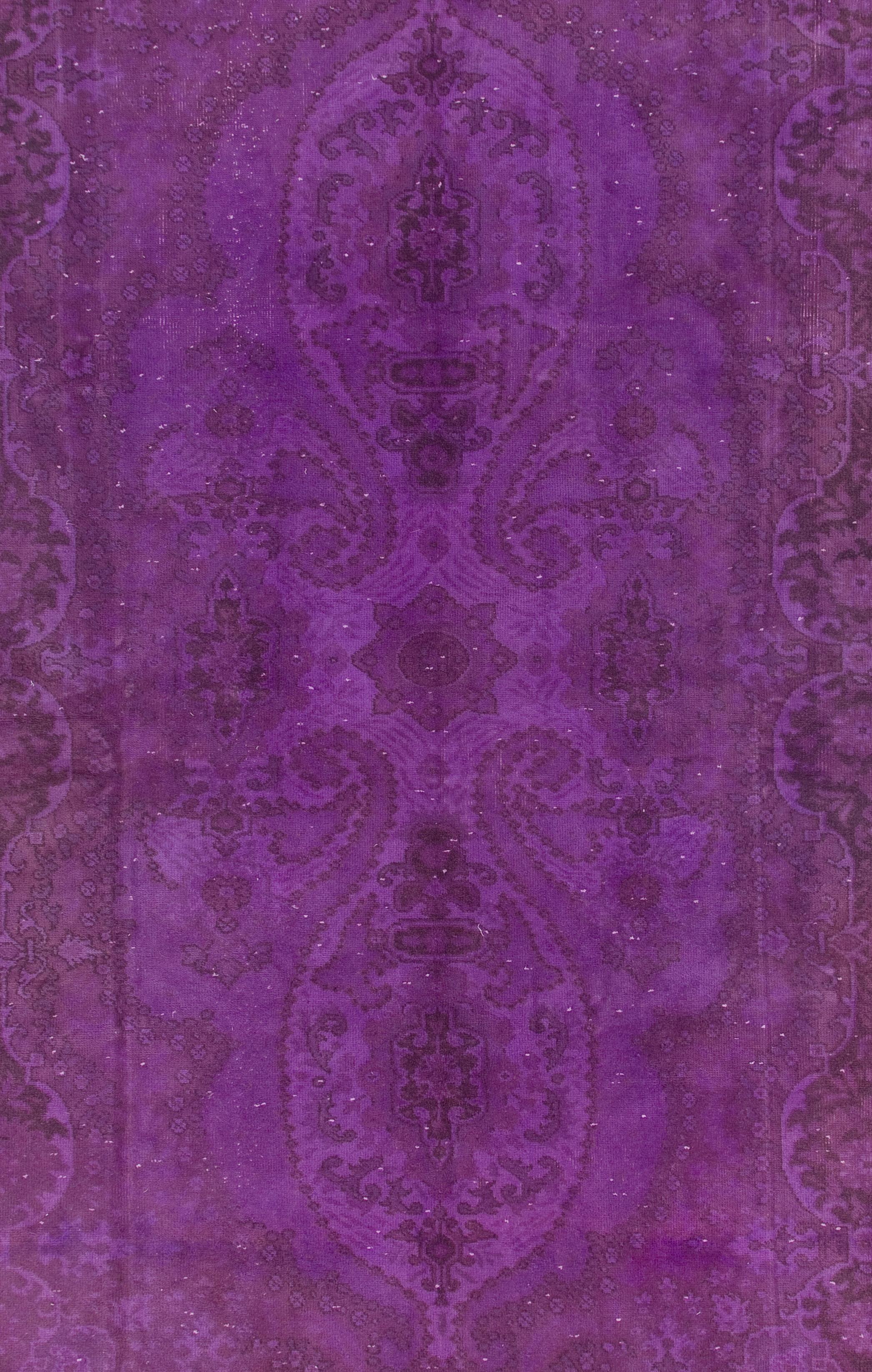 Purple Handmade Anatolian Wool Area Rug for Contemporary Interiors In Good Condition For Sale In Philadelphia, PA