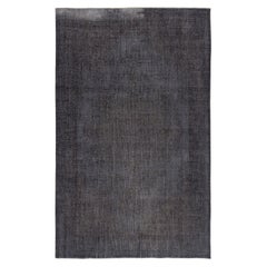 6.5x10.5 Ft Gray Overdyed Vintage Rug für modernes Interieur. Handgeknüpft in der Türkei