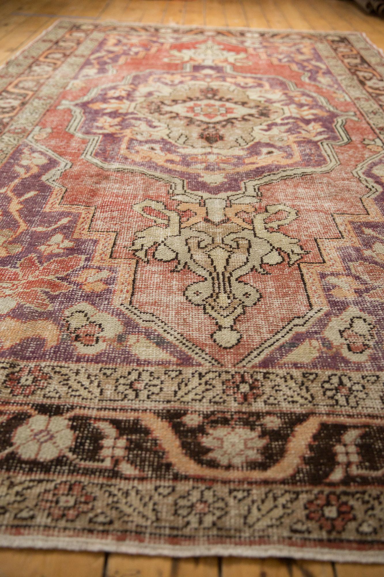 Wool Vintage Distressed Oushak Carpet For Sale