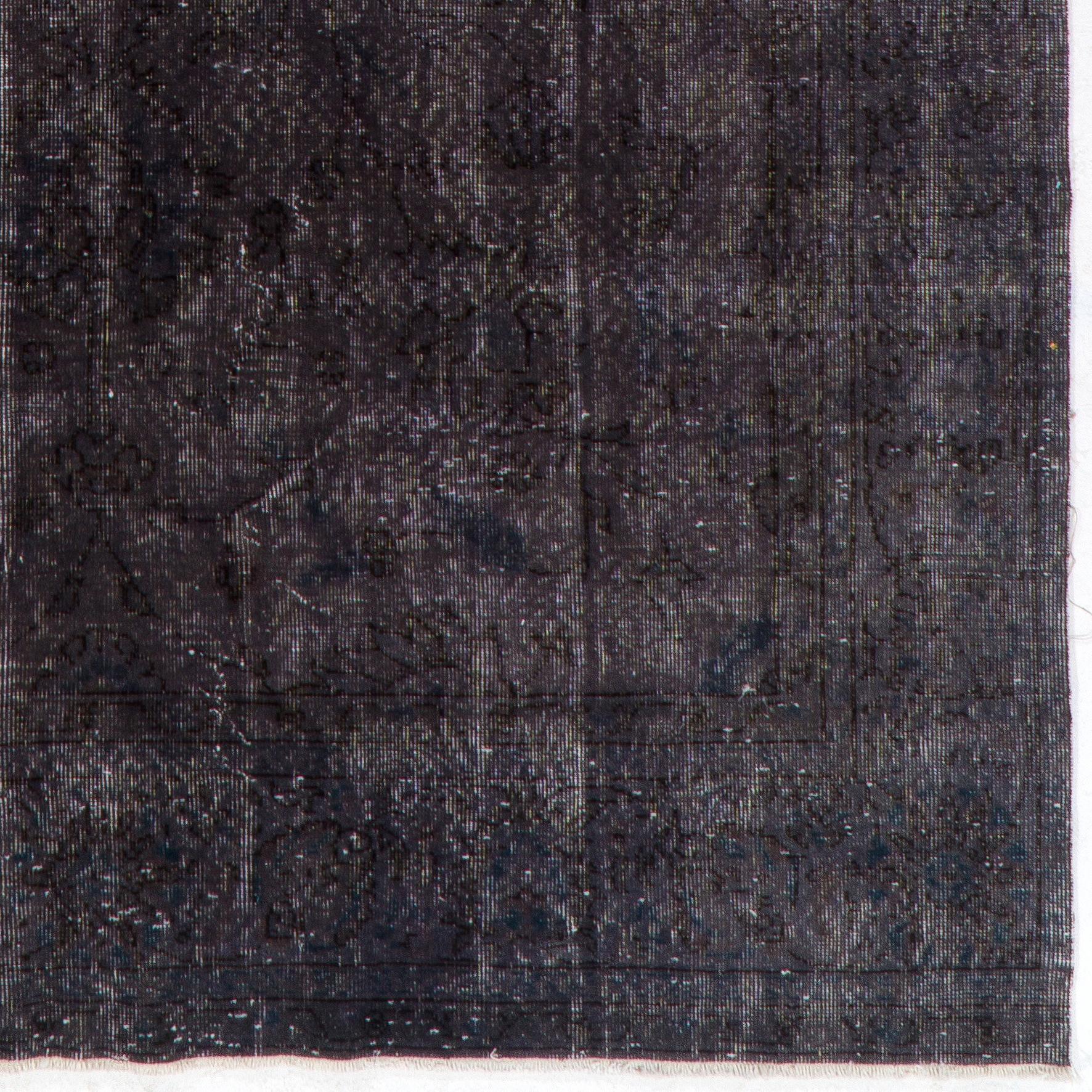 Moderner 6,5x10.6 Ft Teppich in Anthrazitgrau & Schwarz. Handgefertigter türkischer Teppich (Handgewebt) im Angebot