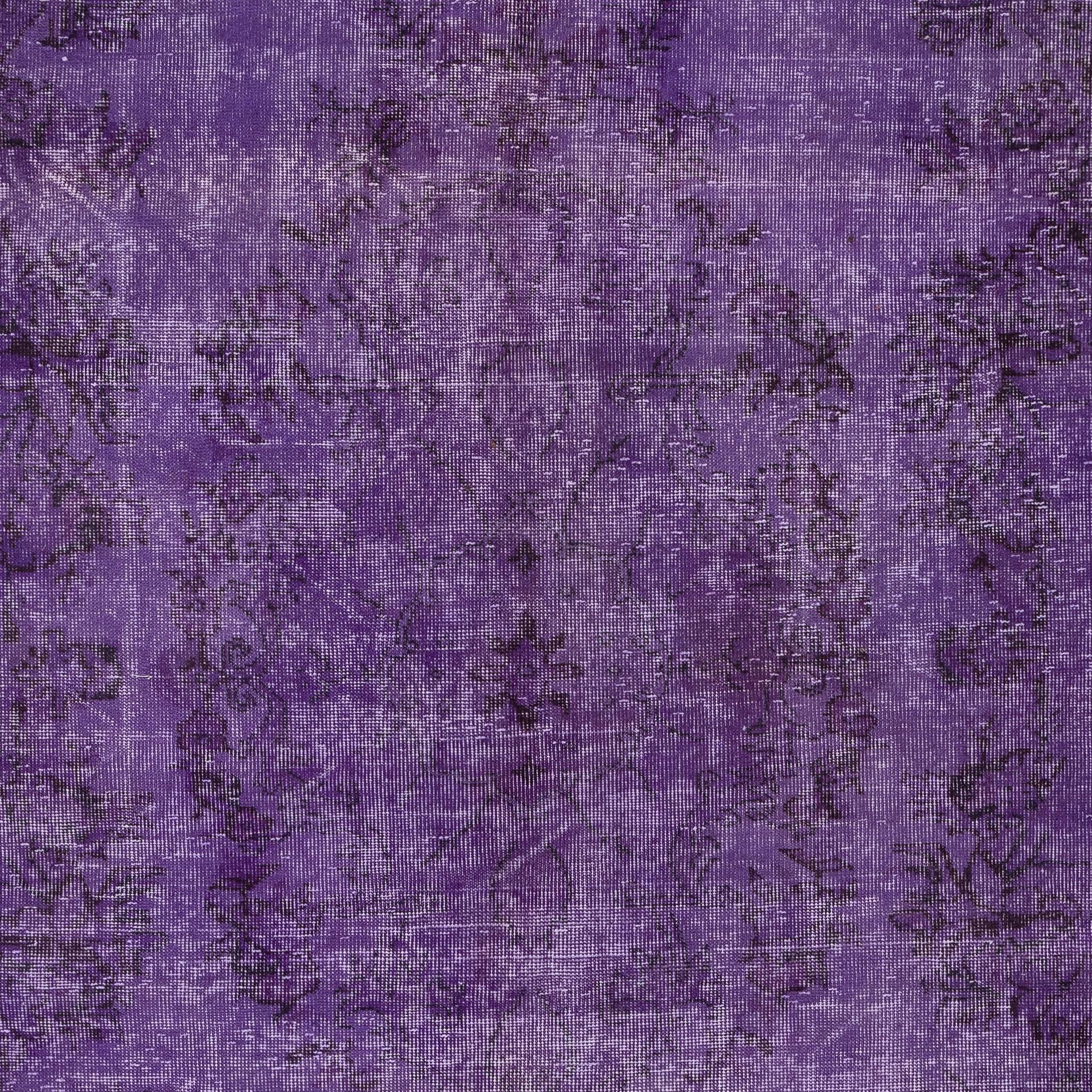 6.5x10.6 Ft Vintage Handmade Türkischer Teppich Overdyed in Lila für moderne Innenräume (Handgeknüpft) im Angebot